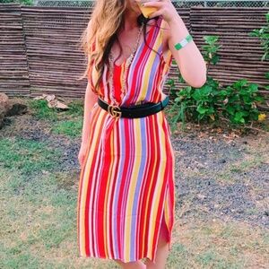 ✨4 for $15✨ Forever 21 Red Yellow Purple White Striped Midi Dress